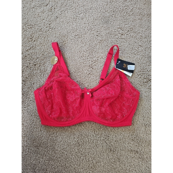 Wacoal Retro Chic Full-Figure Underwire Bra Size 34DD Red NEW - Picture 1 of 5
